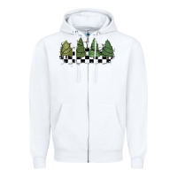 White christmas checkered trees Zipper Hoodie - MaliasSmallBusiness
