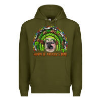 Army Green Western Happy St. Patrick's Day Cow Rainbow Premium Hoodie - Artiststas