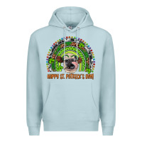 Blue Mist Western Happy St. Patrick's Day Cow Rainbow Premium Hoodie - Artiststas