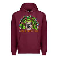 Burgundy Western Happy St. Patrick's Day Cow Rainbow Premium Hoodie - Artiststas