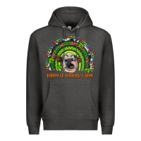 Charcoal Heather Western Happy St. Patrick's Day Cow Rainbow Premium Hoodie - Artiststas