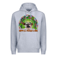 Heather Grey Western Happy St. Patrick's Day Cow Rainbow Premium Hoodie - Artiststas
