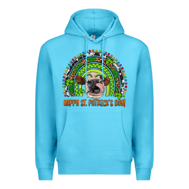 Western Happy St. Patrick's Day Cow Rainbow Premium Hoodie by Artiststas | Teevron