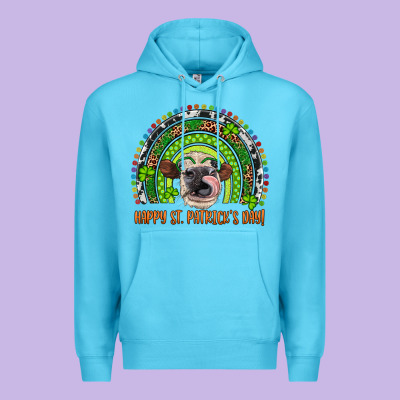 Western Happy St. Patrick's Day Cow Rainbow Premium Hoodie Designed By Artiststas