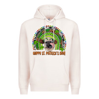 Pale Pink Western Happy St. Patrick's Day Cow Rainbow Premium Hoodie - Artiststas