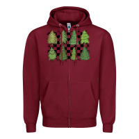 Burgundy checkered trees Zipper Hoodie - MaliasSmallBusiness