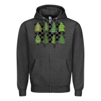 Charcoal Heather checkered trees Zipper Hoodie - MaliasSmallBusiness