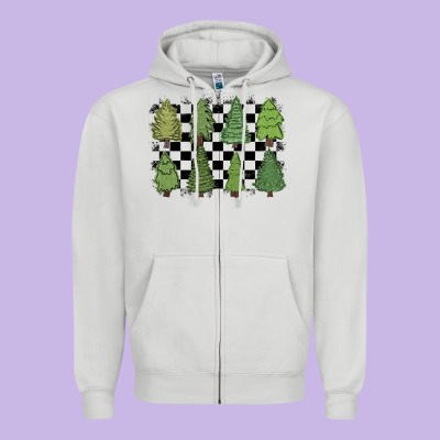 Zipper Hoodie checkered trees