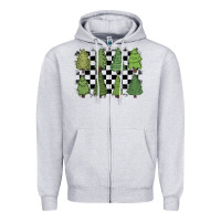 Heather Grey checkered trees Zipper Hoodie - MaliasSmallBusiness