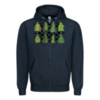 Navy checkered trees Zipper Hoodie - MaliasSmallBusiness