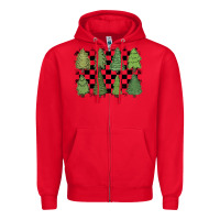 Red checkered trees Zipper Hoodie - MaliasSmallBusiness