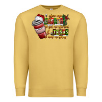 Antique Gold Coffee  Jesus Premium Sweatshirt - CowhideDigitalArt