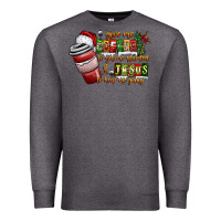 Charcoal Heather Coffee  Jesus Premium Sweatshirt - CowhideDigitalArt