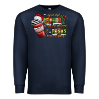 Navy Coffee  Jesus Premium Sweatshirt - CowhideDigitalArt
