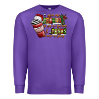 Purple Coffee  Jesus Premium Sweatshirt - CowhideDigitalArt