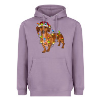 Lavender dachshund with christmas lights Heavyweight Hoodie - RanaPortraitStore