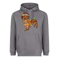 Storm dachshund with christmas lights Heavyweight Hoodie - RanaPortraitStore