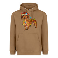 Toasted Coconut dachshund with christmas lights Heavyweight Hoodie - RanaPortraitStore