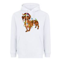 White dachshund with christmas lights Heavyweight Hoodie - RanaPortraitStore