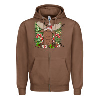 Chestnut christmas reindeer Zipper Hoodie - MaliasSmallBusiness