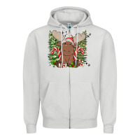Dove Grey christmas reindeer Zipper Hoodie - MaliasSmallBusiness