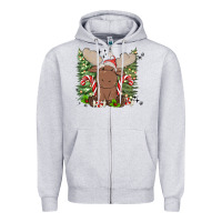 Heather Grey christmas reindeer Zipper Hoodie - MaliasSmallBusiness