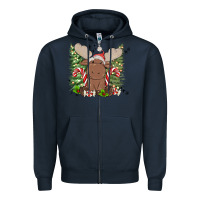 Navy christmas reindeer Zipper Hoodie - MaliasSmallBusiness