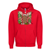 Red christmas reindeer Zipper Hoodie - MaliasSmallBusiness