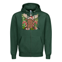 Sports Green christmas reindeer Zipper Hoodie - MaliasSmallBusiness