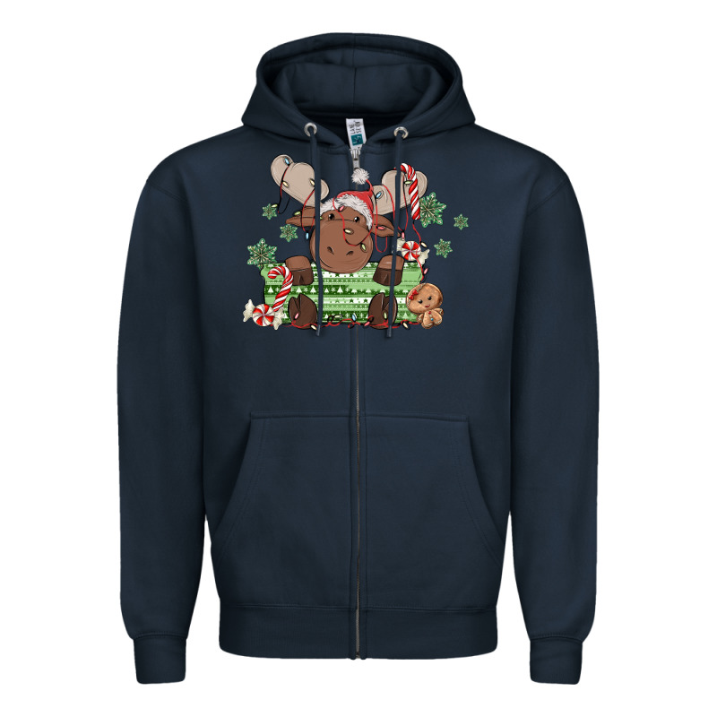 Christmas Reindeer Zipper Hoodie by MaliasSmallBusiness | Teevron