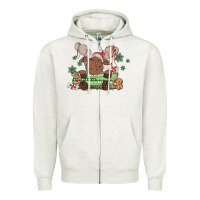Oatmeal Heather christmas reindeer Zipper Hoodie - MaliasSmallBusiness
