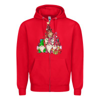 Red christmas tree Zipper Hoodie - MaliasSmallBusiness