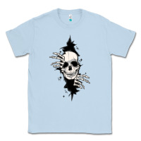 Dusty Blue skull in the wall file Classic Tee - MaliasSmallBusiness