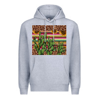 Heather Grey cactus serape Premium Hoodie - AdoDesignShop