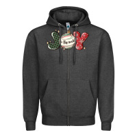 Charcoal Heather joy to the world Zipper Hoodie - MaliasSmallBusiness