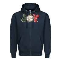 Navy joy to the world Zipper Hoodie - MaliasSmallBusiness