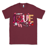 Burgundy love nurse valentines day Classic Tee - MaliasSmallBusiness