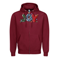 Burgundy joy christmas lights Zipper Hoodie - MaliasSmallBusiness