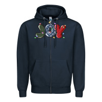 Navy joy christmas lights Zipper Hoodie - MaliasSmallBusiness