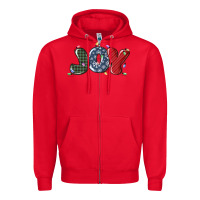 Red joy christmas lights Zipper Hoodie - MaliasSmallBusiness