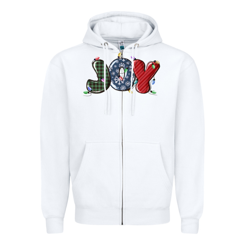Joy Christmas Lights Zipper Hoodie by MaliasSmallBusiness | Teevron