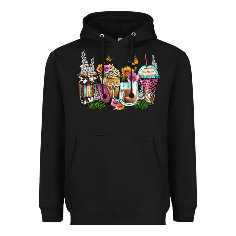 Floral Coffee Cups Heavyweight Hoodie by Zillion Design Studio | Teevron