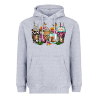 Heather Grey floral coffee cups Heavyweight Hoodie - Zillion Design Studio