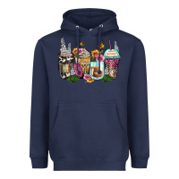 Navy floral coffee cups Heavyweight Hoodie - Zillion Design Studio