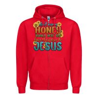 Red don't worry honey 'round here we Zipper Hoodie - MaliasSmallBusiness