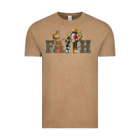 Vintage Coffee faith cross and butterfly with sunflower leopard and roses Vintage Tee - Artiststas