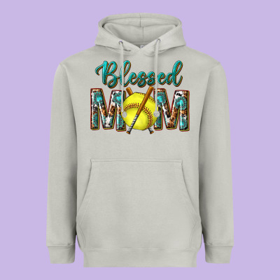 Western Blessed Mom With Softball Heavyweight Hoodie Designed By Texasbilliewilder