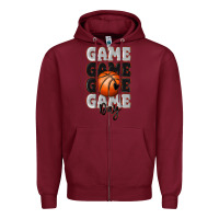 Burgundy game day basketball bal Zipper Hoodie - MaliasSmallBusiness