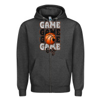 Charcoal Heather game day basketball bal Zipper Hoodie - MaliasSmallBusiness