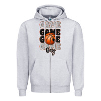 Heather Grey game day basketball bal Zipper Hoodie - MaliasSmallBusiness